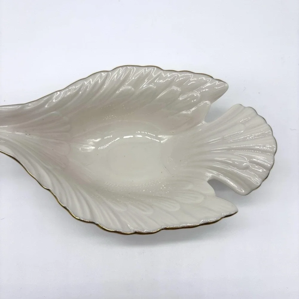 Vintage LENOX China Dove‎ Dish Ivory Bowl Creme 24k Gold Trim New